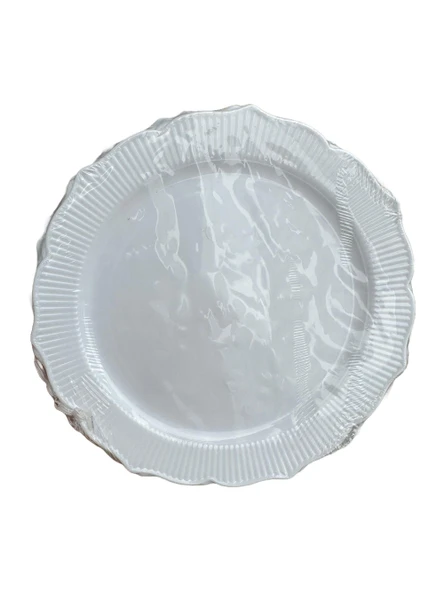 Parti Davet Piknik Doğum Günü Sert Plastik Mika Tabak - Beyaz - 18 Cm. - 6'lı 3 Paket - 2