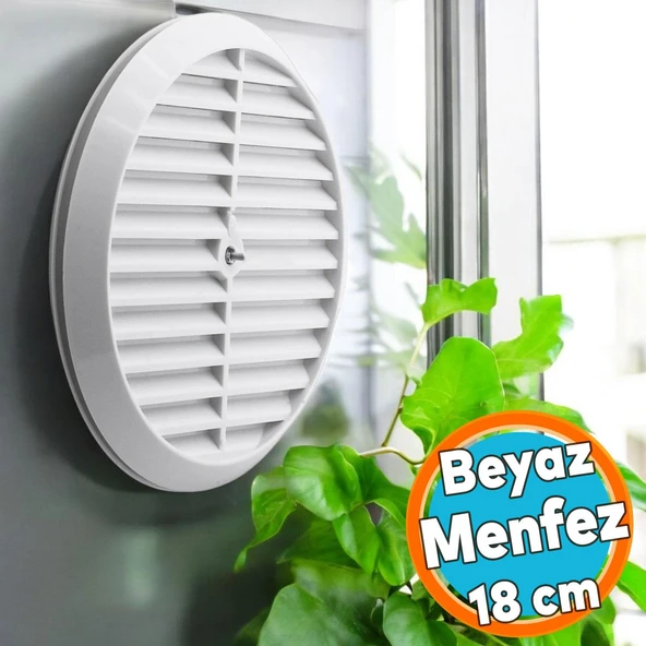 Doğalgaz Havalandırma Cam Menfezi Beyaz 18 cm Yuvarlak Mutfak Hava Akış Kanalı Güvenlik Gaz Kaçağı ürün görseli