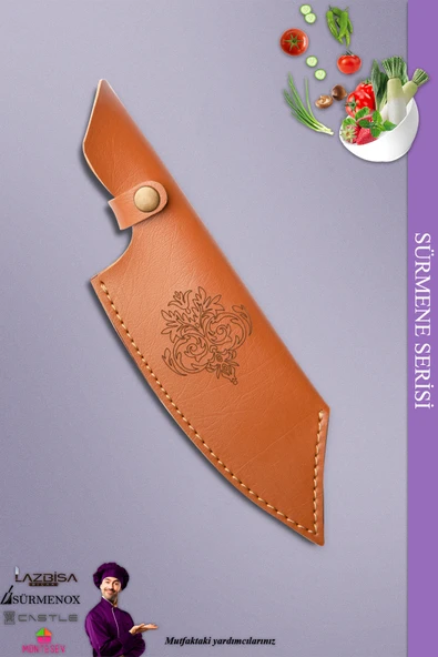 Sürmene Serisi Outdoor Bıçak Kamp Bıçağı Mutfak Şef Bıçak Bıçağı Deri Kılıflı Siyah (Out-015) - 2