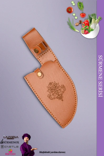 Sürmene Serisi Outdoor Bıçak Kamp Bıçağı Mutfak Şef Bıçak Bıçağı Deri Kılıflı Siyah (Out-016) - 2