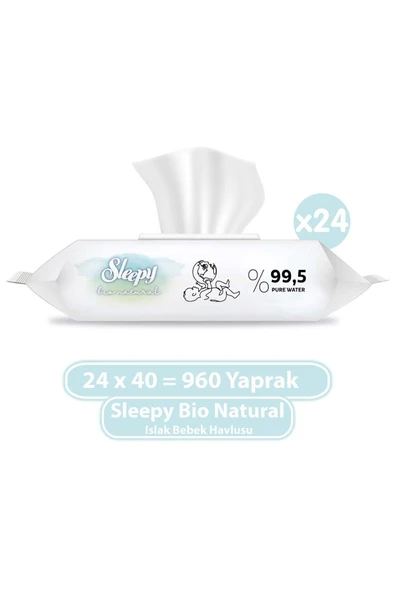 Bio Natural Yenidoğan Islak Bebek Bakım Havlusu 24x40 (960 Yaprak)