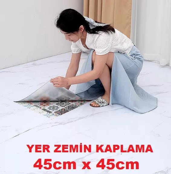 45cm x 45cm 1 Adet Yapışkanlı Parke Floor Pvc Panel  Yer Zemin Kaplama Paneli Arkası Kauçuklu 15p