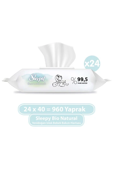 Bio Natural Yenidoğan Islak Bebek Bakım Havlusu 24x40 (960 Yaprak) - 1