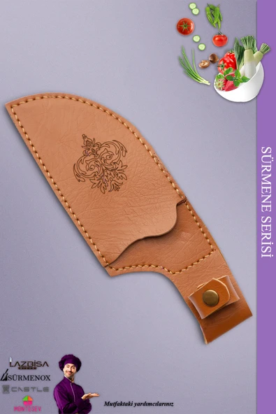 Sürmene Serisi Outdoor Bıçak Kamp Bıçağı Mutfak Şef Bıçak Bıçağı Deri Kılıflı Siyah (Out-014) - 2
