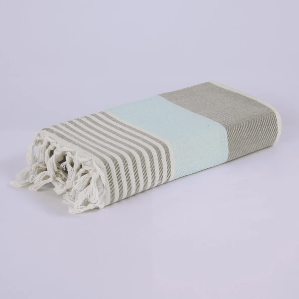 Homedius %100 Pamuk American Desenli Püsküllü Peştemal Banyo Plaj Havlusu - 100x180 cm  Yeşil 100x180 - 4