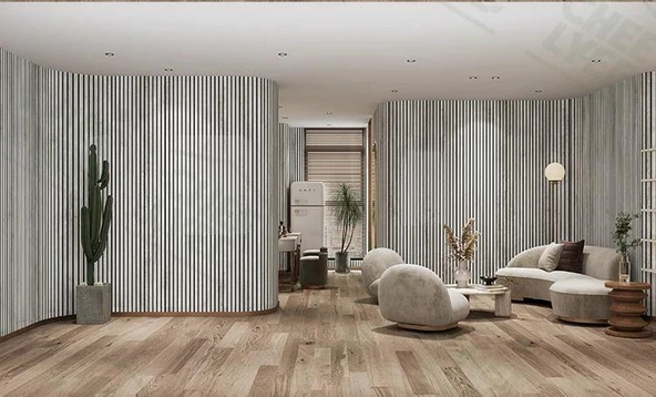 Renkli Duvarlar 60cm x 280cm 1 Adet Kendinden Yapışkanlı Açık Gri Lambiri Desenli Duvar Paneli Kağıdı YG006 - 6