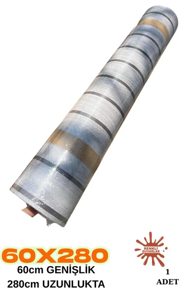 Renkli Duvarlar 60cm x 280cm 1 Adet Kendinden Yapışkanlı Açık Gri Lambiri Desenli Duvar Paneli Kağıdı YG006 - 2