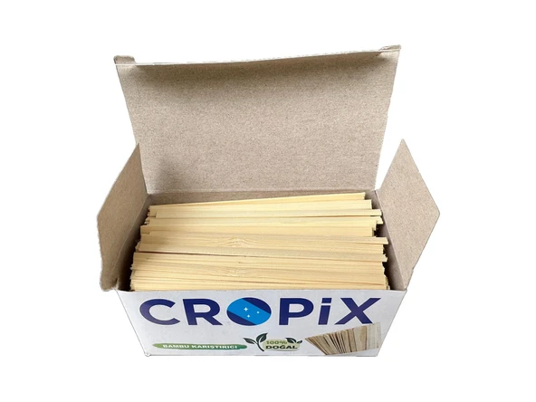 Cropix Tahta Ahşap Bambu Doğal Çay Kahve Karıştırıcı Çubuk Kaşık - 10.5 Cm. - 400 Adetlik 10 Paket - 3