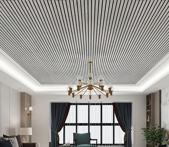 Renkli Duvarlar 60cm x 280cm 1 Adet Kendinden Yapışkanlı Açık Gri Lambiri Desenli Duvar Paneli Kağıdı YG006 - 5