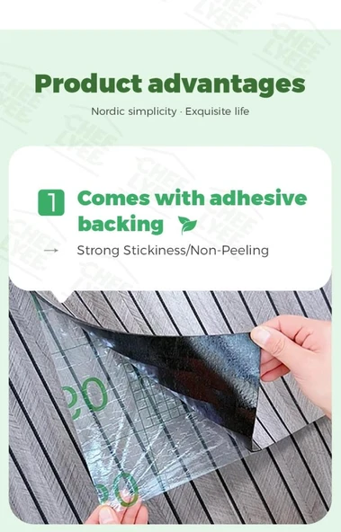 Renkli Duvarlar 60cm x 280cm 1 Adet Kendinden Yapışkanlı Açık Gri Lambiri Desenli Duvar Paneli Kağıdı YG006 - 3