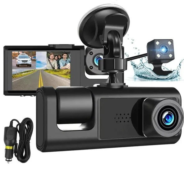 QASUL 3 Kameralı  2 inç Lcd Ekranlı Gece Görüşlü G-sensör Geri Görüş  Güvenlik Kamerası