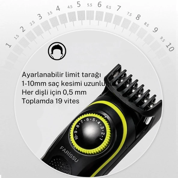 Yeni Nesil 5 Başlı Pro Kuaför Saç Sakal Burun Ense Lazer Epilasyon Öncesi Tıraş Makinesi - 5