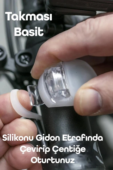 2li Bisiklet Gidon Işığı 3 Modlu Flaşörlü Çakarlı Su Geçirmez LED Fener Ön-Arka Beyaz-Kırmızı 3781 - 8