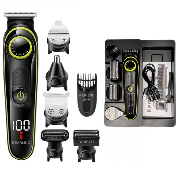 Yeni Nesil 5 Başlı Pro Kuaför Saç Sakal Burun Ense Lazer Epilasyon Öncesi Tıraş Makinesi