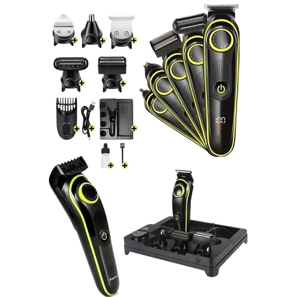 Yeni Nesil 5 Başlı Pro Kuaför Saç Sakal Burun Ense Lazer Epilasyon Öncesi Tıraş Makinesi - 4