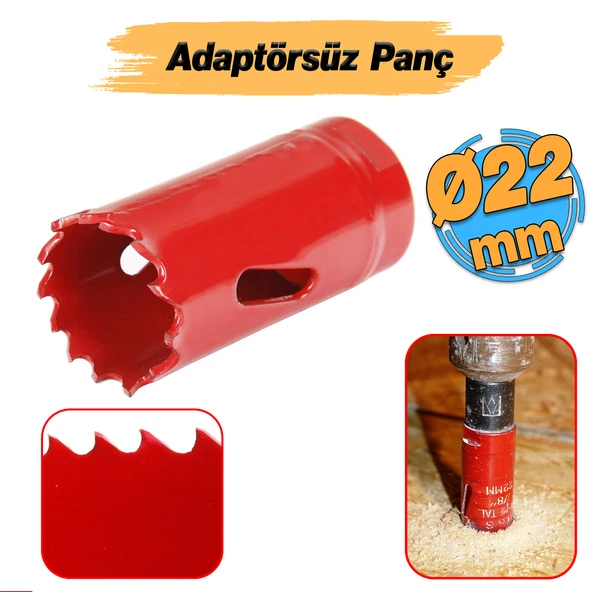 Gfb Bi Metal Panç Ø 22 mm Delik Açma Alçıpan Ahşap Pvc Delme Testeresi Adaptörsüz 1 Adet ürün görseli