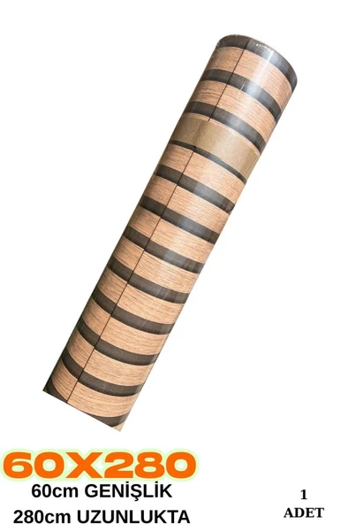 Renkli Duvarlar 60cm x 280cm 1 Adet Kendinden Yapışkanlı Koyu Kahverengi Lambiri Desenli Duvar Paneli Kağıdı GS8005 - Resim 2