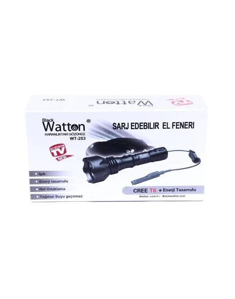 Orjinal 600 Lümen Tx6 Şarjlı Özel Avcı Feneri Watton Wt-253 - 4
