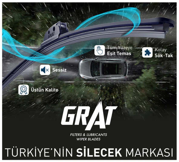 GRAT - OPEL MOKKA FIAT 500X HYUNDAI IX20 ÖN MUZ SİLECEK TAKIMI - 650+350mm - 3