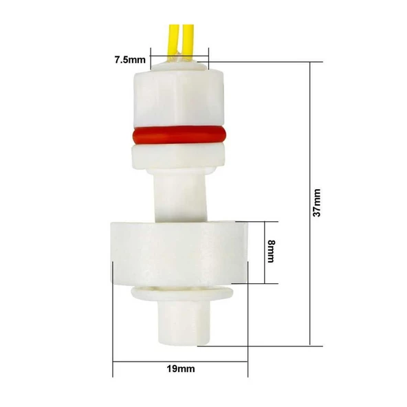 Mini Sıvı Su Seviye Sensörü Dikey Tip ZP2508 Şamandıra Mekanik Anahtar Kazan Kap Depo Tank Havuz Akvaryum Pompa Hidroponik Plastik 10W NC