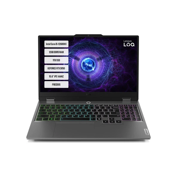 Loq 15IAX9 83GS00PCTR Intel Core I5-12600HX 12GB Ddr5 1tb SSD RTX3050-6GB 95W 15.6" IPS 144HZ Freedos Taşınabilir Bilgisayar
