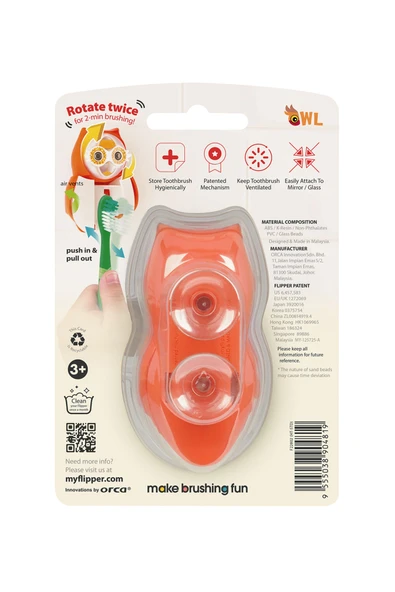 Flipper Diş Fırçası Kabı Turuncu Baykuş - 6
