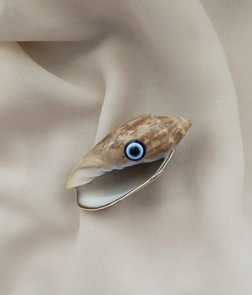 Magnet Doğal Deniz Kabuğu Nazar Boncuklu Mıknatıslı Buzdolabı Süsü - 4