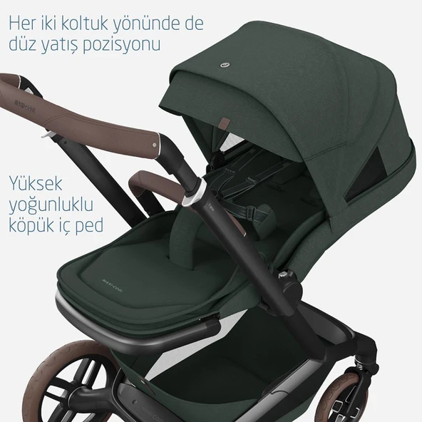 Maxi-Cosi Fame Led Işıklı Entegre Telefon Şarj Üniteli Premium Bebek Arabası Twillic Green - 6