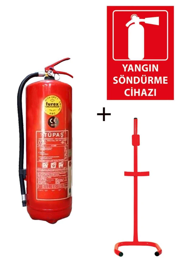 6KG TÜPAŞ YANGIN TÜPÜ, YANGIN TÜPÜ LEVHASI VE C TİPİ SEHPA 3LÜ SET ürün görseli 1