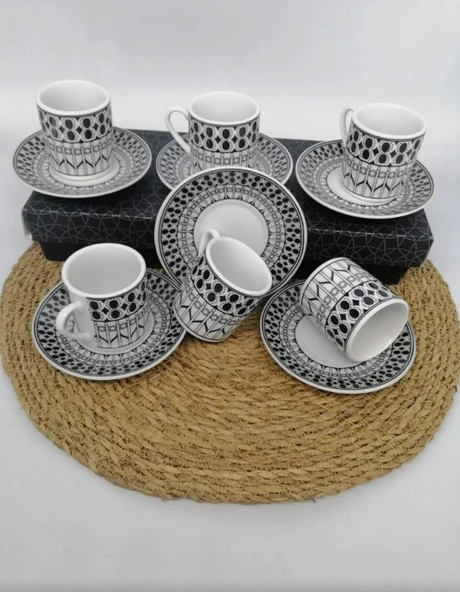 Şener ŞNR 101818 Kahve Fincan Takımı Nına Motifli 6'Lı