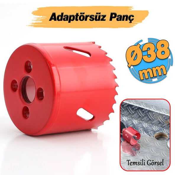 Gfb Bi Metal Panç Ø 38 mm Delik Açma Alçıpan Ahşap Pvc Delme Testeresi Adaptörsüz 1 Adet