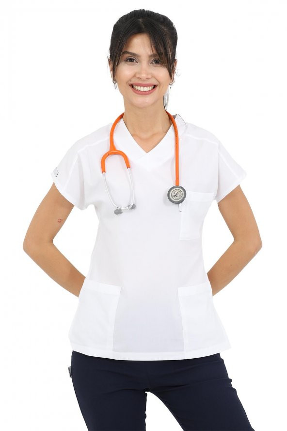 Doktor Hemşire Forma Kadın Beyaz - Lacivert Takım - 4