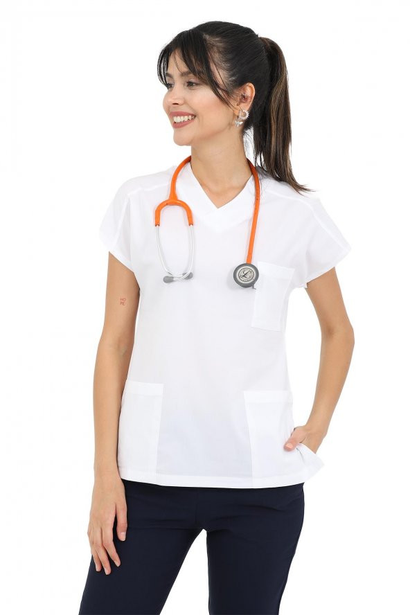 Doktor Hemşire Forma Kadın Beyaz - Lacivert Takım - 5