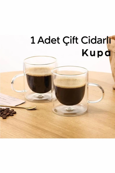 ARVALE 1 Adet Çift Cidarlı 240 ml Kahve Kupası | Isı Yalıtımlı Kahve Bardağı - Resim 2