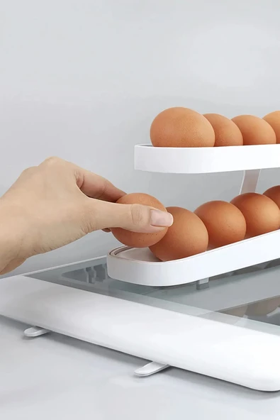 ARVALE 2 Katlı Otomatik Yumurta Standı Yumurtalık Rafı Saklama Kabı Buzdolabı Organizeri