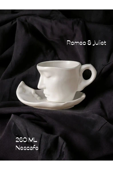 ARVALE Romeo & Juliet Kupa 2’Li Set - 260 ML ve 110 ML Bardak Kupa Seti Kahve Sunum - Resim 3