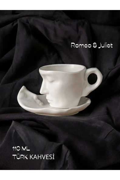 ARVALE Romeo & Juliet Kupa 2’Li Set - 260 ML ve 110 ML Bardak Kupa Seti Kahve Sunum - Resim 4