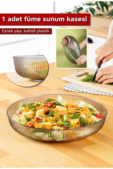 ARVALE 1 Adet Plastik First Class 28 Cm Sunum Kasesi Meyvelik Salata Kasesi Masa Üstü Sunumluk Meyve Kasesi