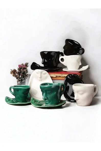 ARVALE Romeo & Juliet Kupa 2’Li Set - 260 ML ve 110 ML Bardak Kupa Seti Kahve Sunum - Resim 5