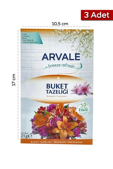 ARVALE Tazelik Buketi Dolap ve Çekmece Kokusu - 3 Adet