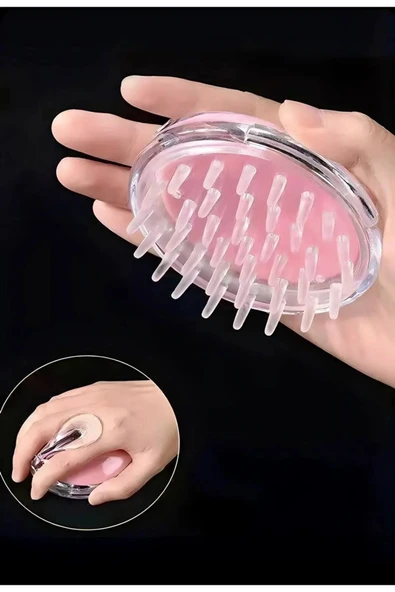 ARVALE Silikon Saç Masaj Fırçası | Tutma Saplı Silikon Tarak - Resim 2