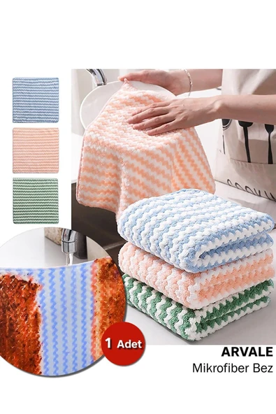 ARVALE 1 Adet Mikrofiber Bez 28x30, Süper Emici Mercan Polar Kumaş, Koku Yapmaz, Nem ve Bakteri Önler Çeyiz