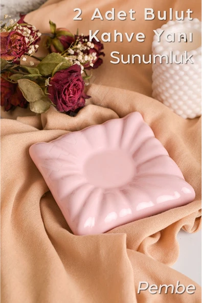 ARVALE 2 Adet Minder Model Kahve Fincan Altlığı Sunumluk Takılık Organizer | Kahve Yanı Sunumluk - Pembe