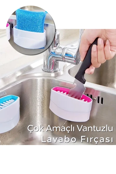ARVALE Çok Amaçlı Vantuzlu Çatal Bıçak Temizleme Fırçası | Yoğun Kıllı Temizlik Fırçası