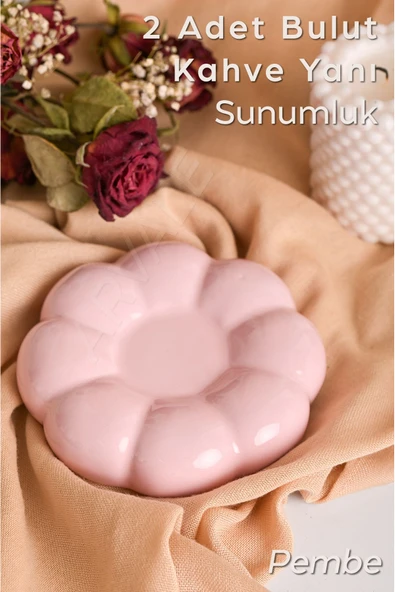 ARVALE 2 Adet Bulut Model Kahve Fincan Altlığı Sunumluk Takılık Organizer | Kahve Yanı Sunumluk - Pembe
