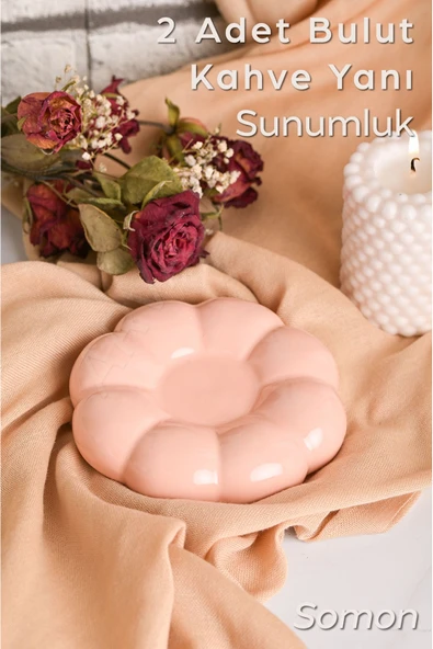 ARVALE 2 Adet Bulut Model Kahve Fincan Altlığı Sunumluk Takılık Organizer | Kahve Yanı Sunumluk - Somon