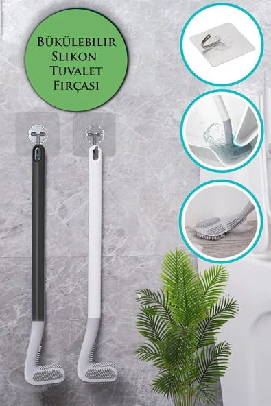 ARVALE Pratik Golf Tasarımlı Su Damlatmaz Akıtmaz Bükülebilir Silikon Tuvalet Fırçası Wc Klozet Fırçası