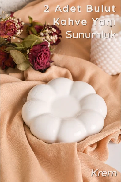ARVALE 2 Adet Bulut Model Kahve Fincan Altlığı Sunumluk Takılık Organizer | Kahve Yanı Sunumluk - Krem