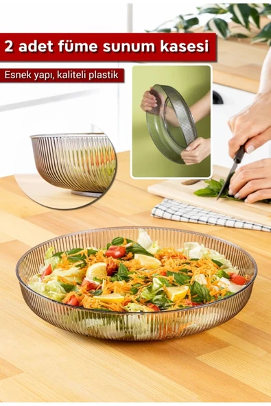 ARVALE 2 Adet Plastik First Class 28 Cm Sunum Kasesi Meyvelik Salata Kasesi Masa Üstü Sunumluk Meyve Kasesi