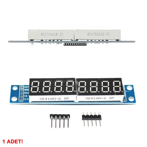MAX7219 8 Bit Hane Kırmızı 7 Segment Ekran  0.36 İnch Saat Seri Haberleşme Dijital Gösterge Display Alarm 8 Dijit Alfanümerik Rakam Zaman Sıra Miktar Panel Metre Endüstriyel Medikal Cihaz - Resim 6